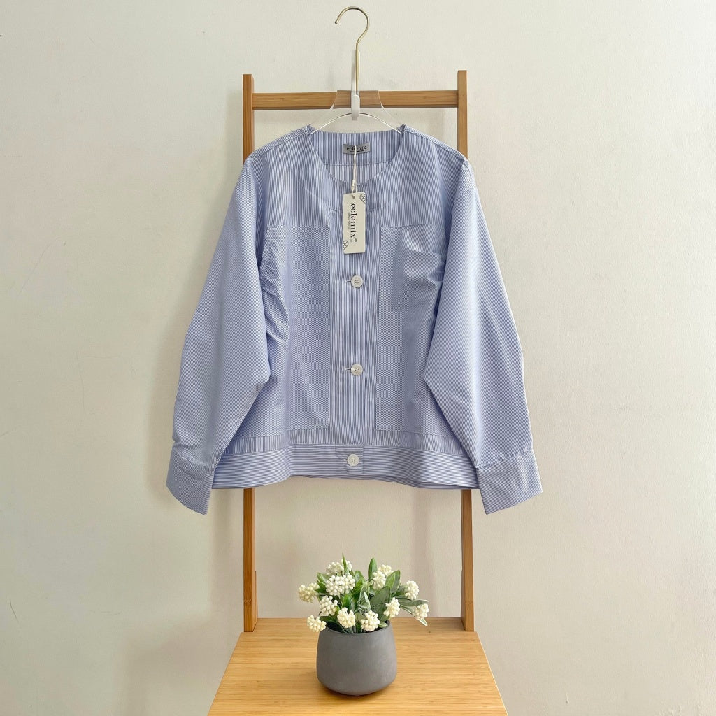 Image of Eclemix Top Alexa Skipper Shirt | Atasan Wanita Kemeja Motif Stripes Salur